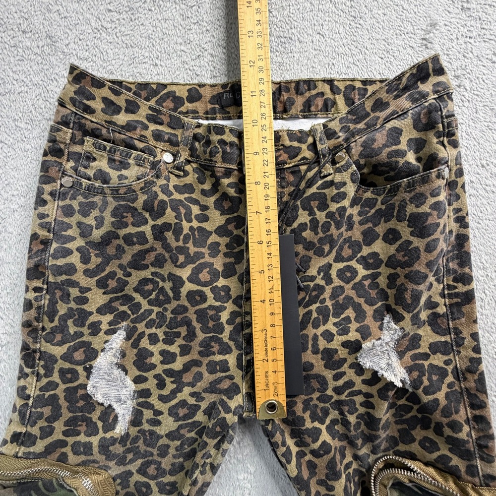 Rockstar Original Leopard Print Stacked Cargo Flare Jeans Distressed Camo Small - Picture 7 of 9